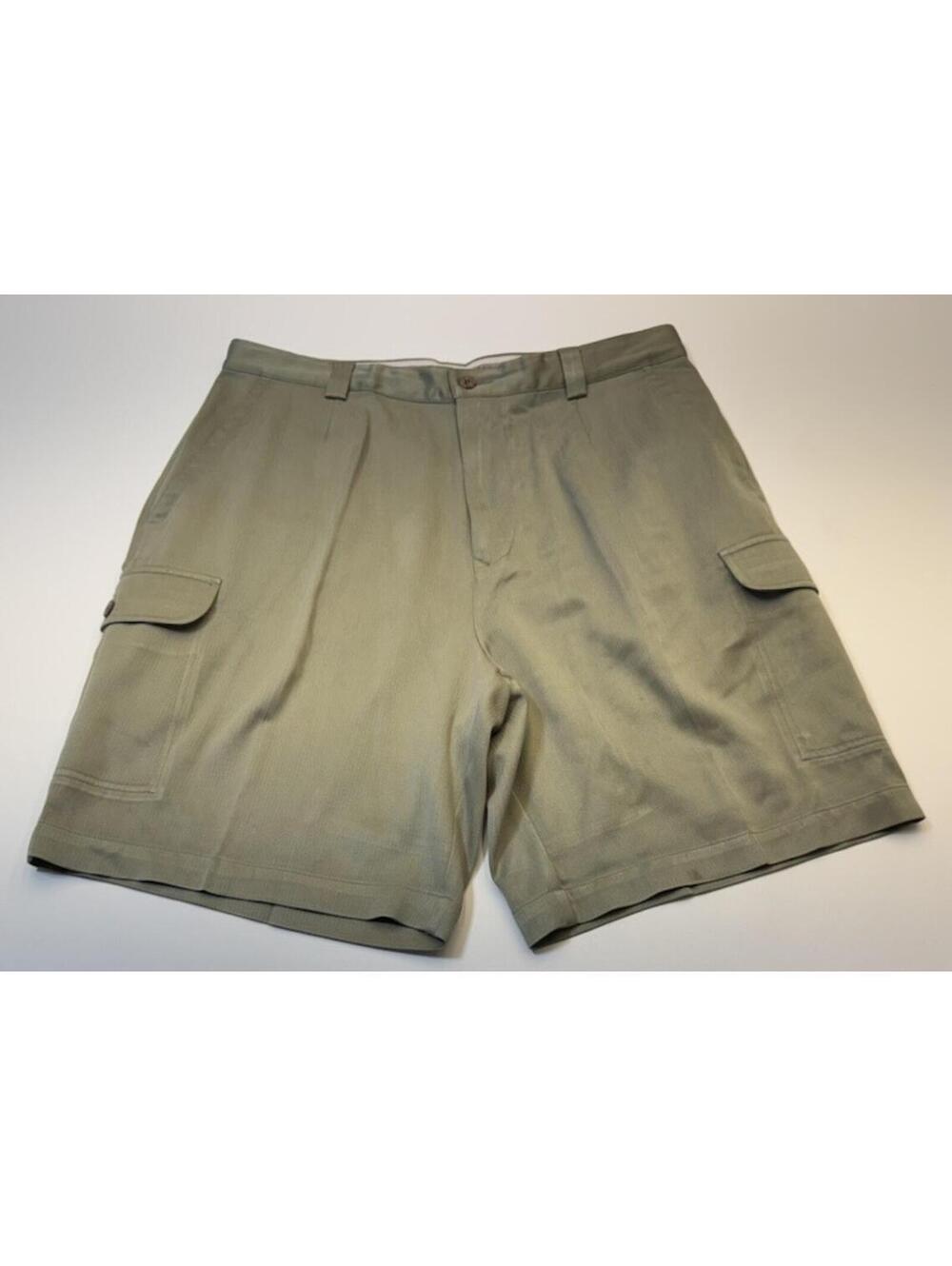 Tommy Bahama Cargo Shorts Men's Size 35 Green Silk Cotton Blend 9975